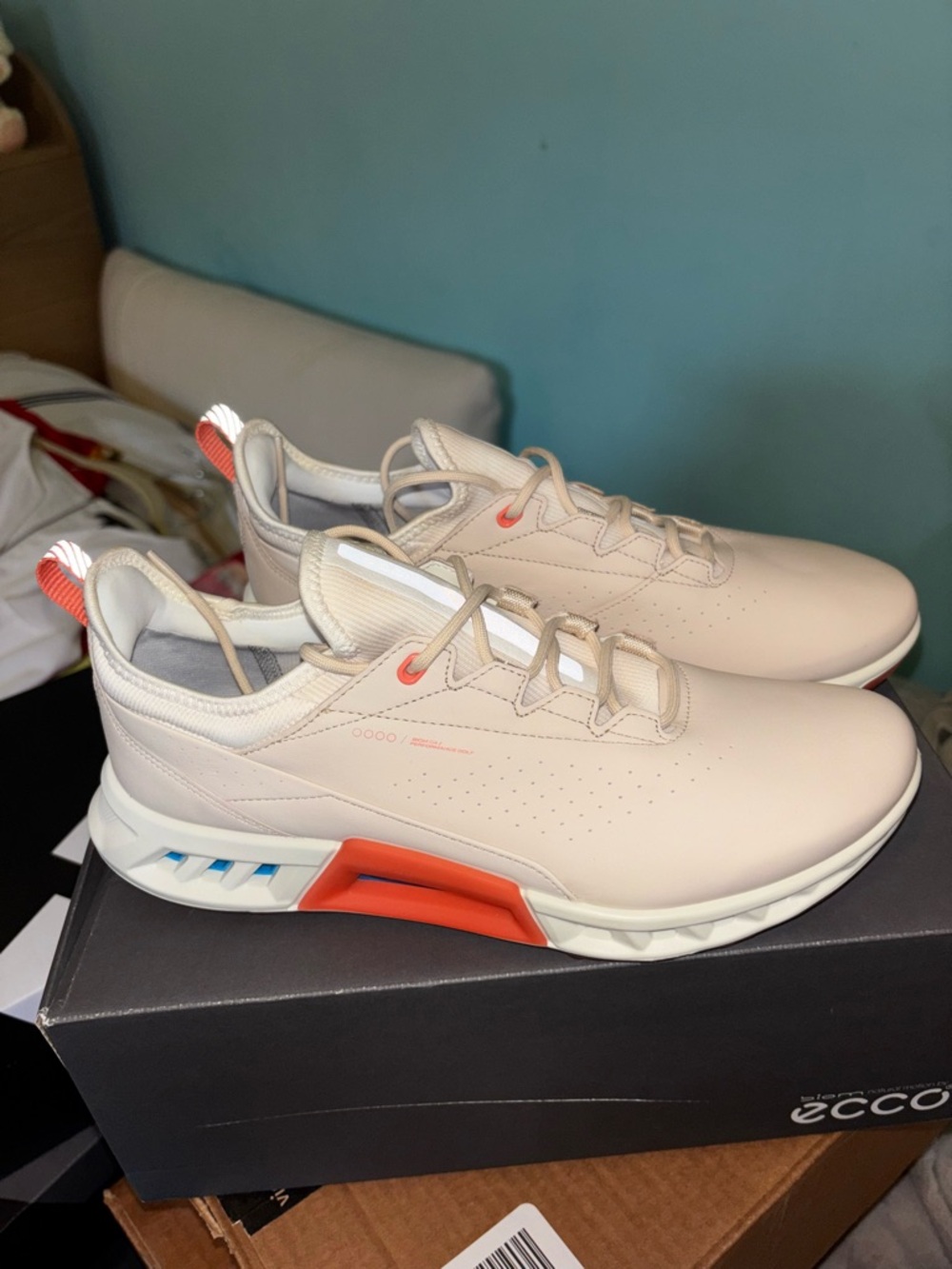 Ecco Golf Sneaker in Light Pink with Coral Accents